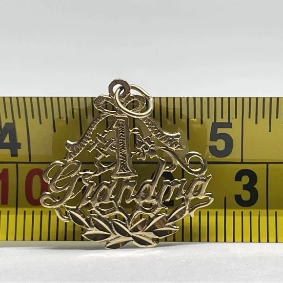 Number One '#1' Grandma 14K Yellow Gold Filigree Pendant